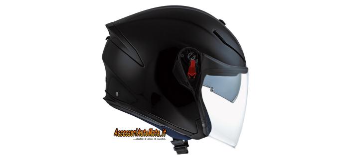 AGV K-5 JET NERO OPACO CASCO IN FIBRA DI VETRO E CARBONIO