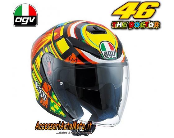 élite pecho noche AGV K5 JET ELEMENTS VALENTINO ROSSI CASCO APERTO FIBRA E CARBONIO